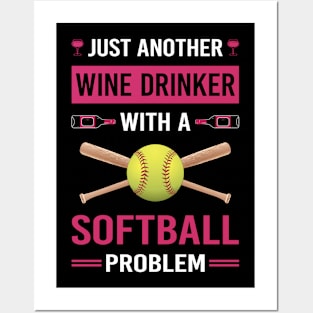 Wine Drinker Softball Posters and Art